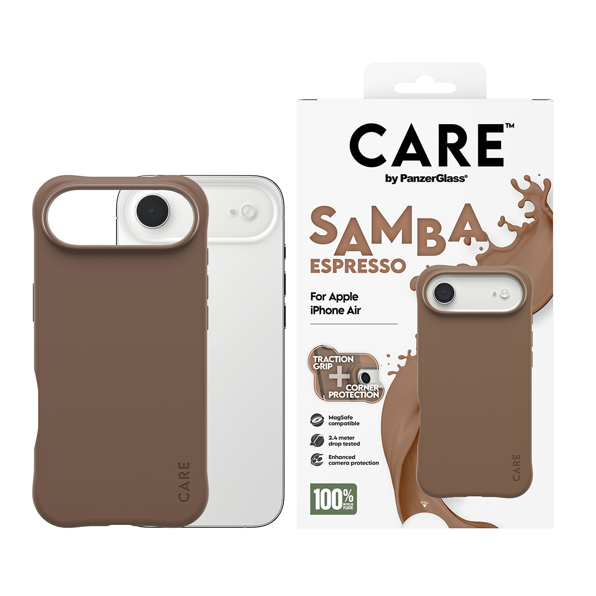 PanzerGlass CARE™ by ® Samba Case Espresso w. MagSafe iPhone Air coque de protection pour téléphones portables Housse Marron