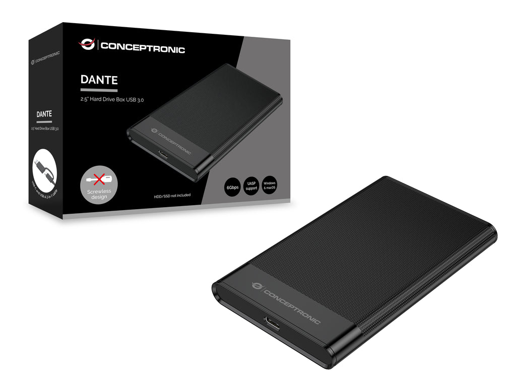 Conceptronic DANTE06B Boîtier de disques de stockage Boîtier disque dur/SSD Noir 2.5"