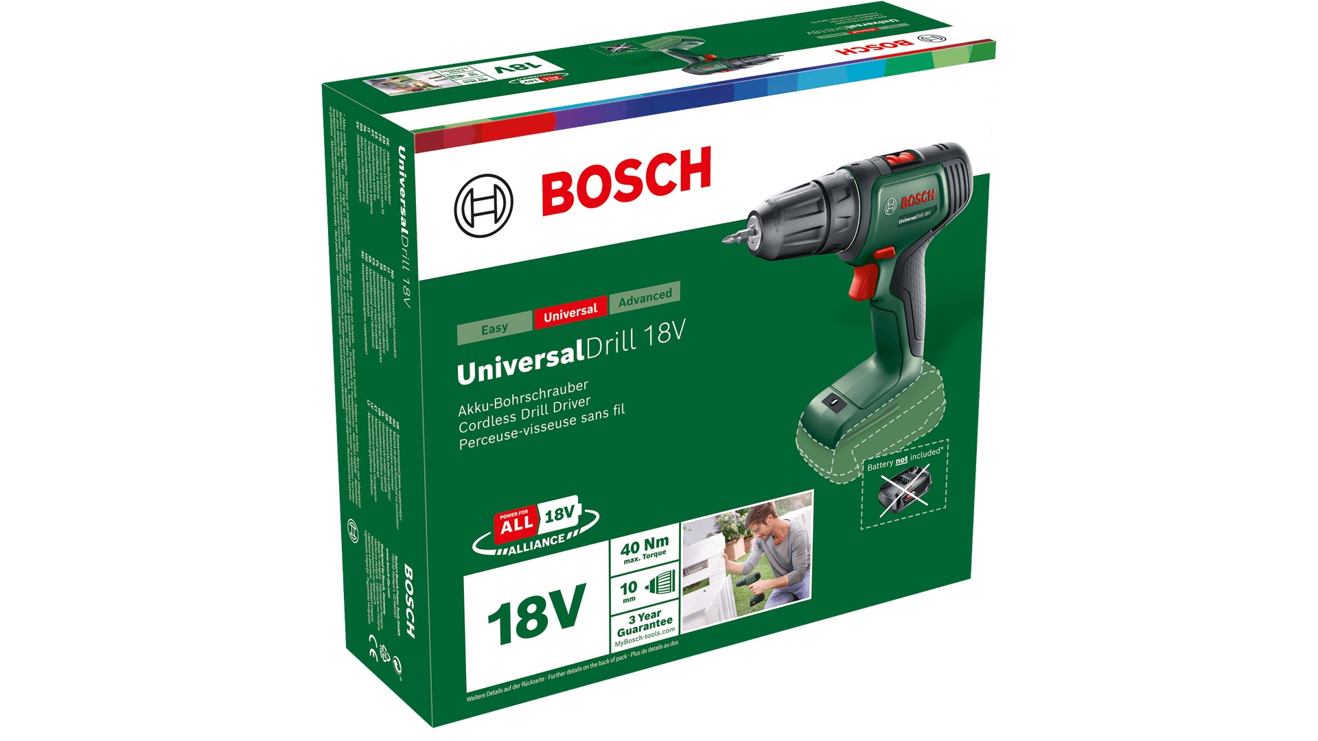 Bosch Bosch Universal Drill 18V 1450 tr/min Sans clé 1,2 kg Noir, Vert
