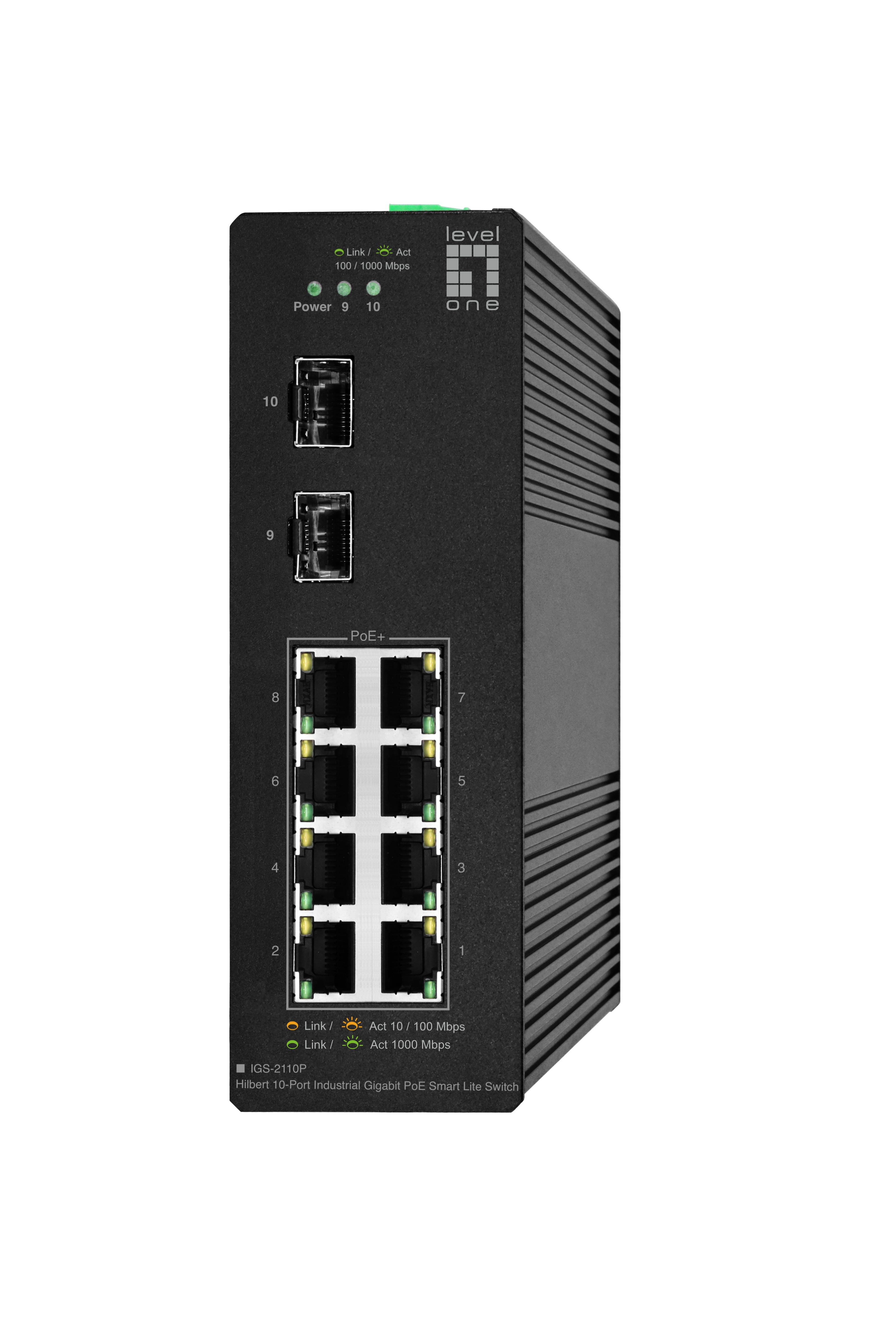 LevelOne IGS-2110P commutateur réseau Géré L2 Gigabit Ethernet (10/100/1000) Connexion Ethernet, supportant l'alimentation via ce port (PoE) Noir