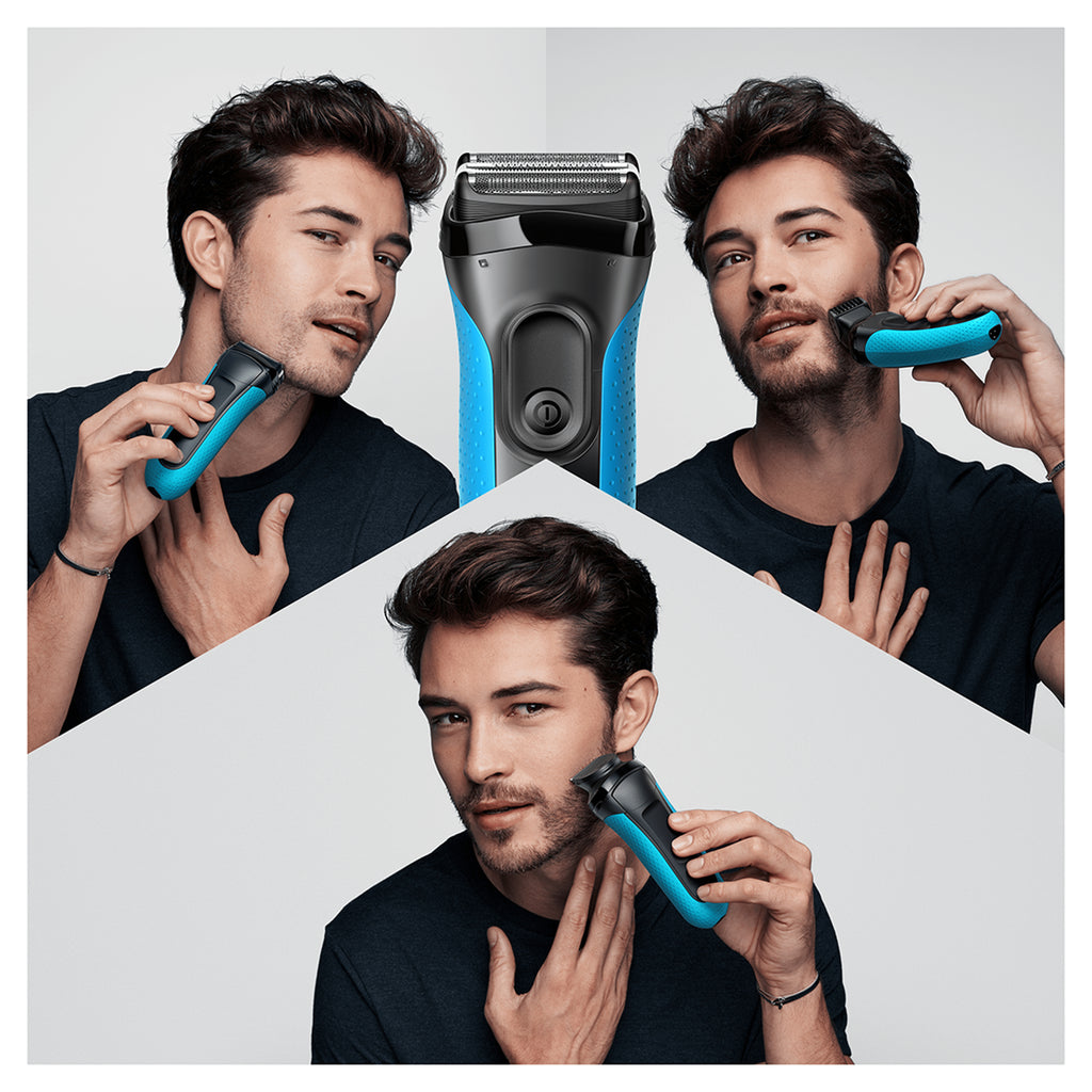Braun Series 3 Shave&Style 3010BT Rasoir à grille Tondeuse Noir, Bleu - vue 2