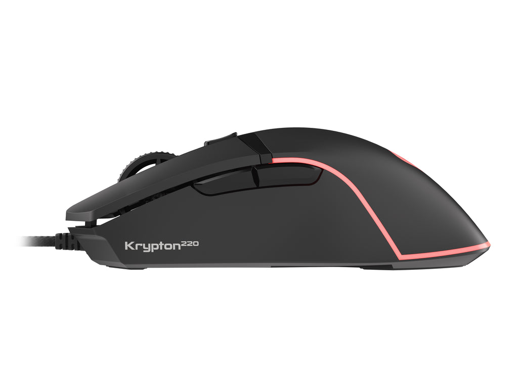 Souris Gaming Krypton 220 pour Droitier, Optique 6400 DPI, USB Type-A, Noir
