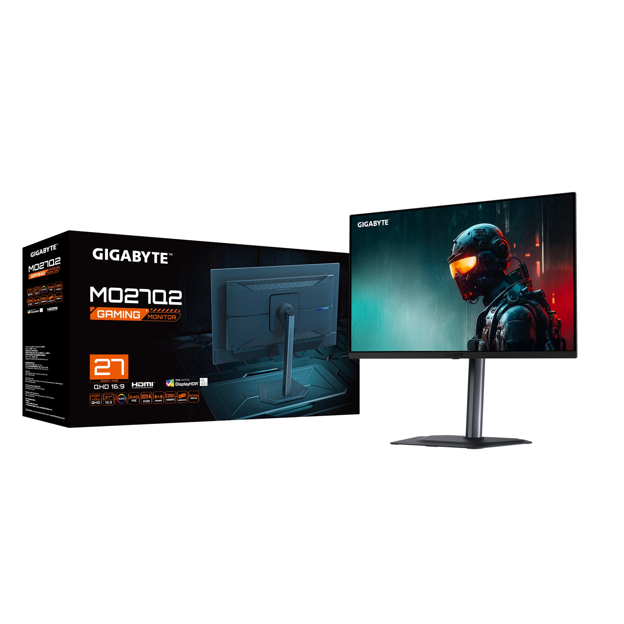 GIGABYTE MO27Q2 27" Moniteur Gaming OLED QHD - 2560 x 1440, 240Hz, 0.03ms, 250 cd/m², Display HDR True Black 400, HDMI 2.1, DisplayPort 1.4