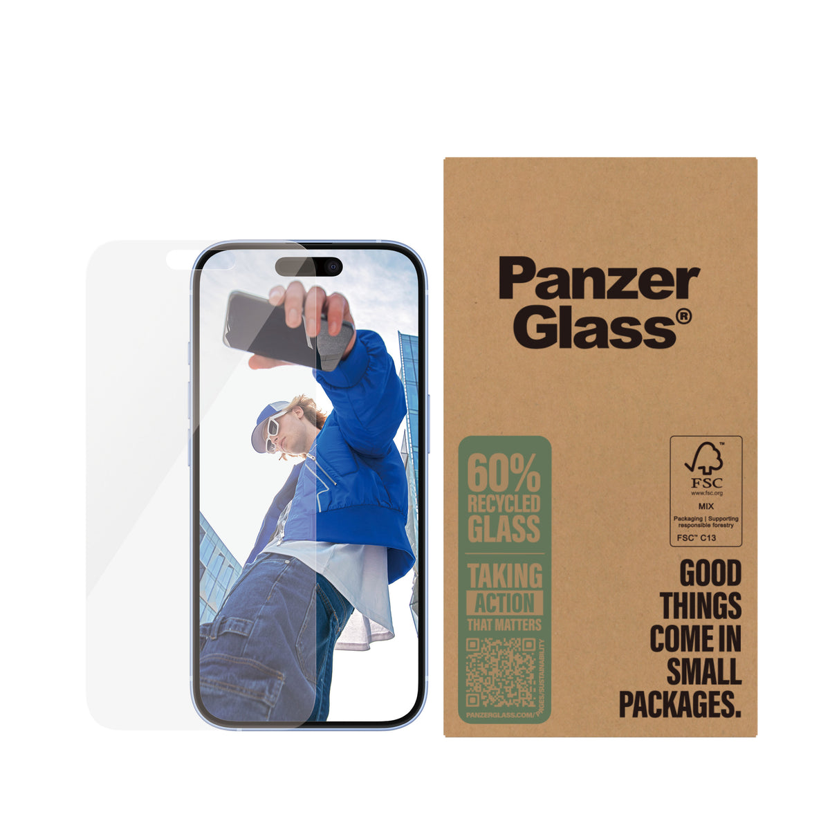 PanzerGlass Protection d'écran Classic Fit pour iPhone 16 et 15, Transparent, Lot de 50 pièces