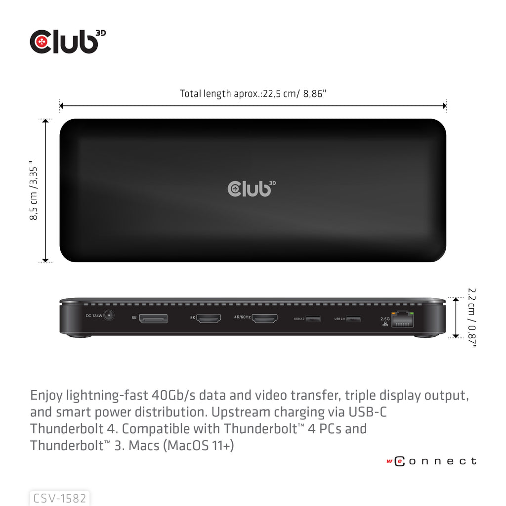 CLUB3D Club 3D, Dockingstation TB4 12 in 1 - vue 3
