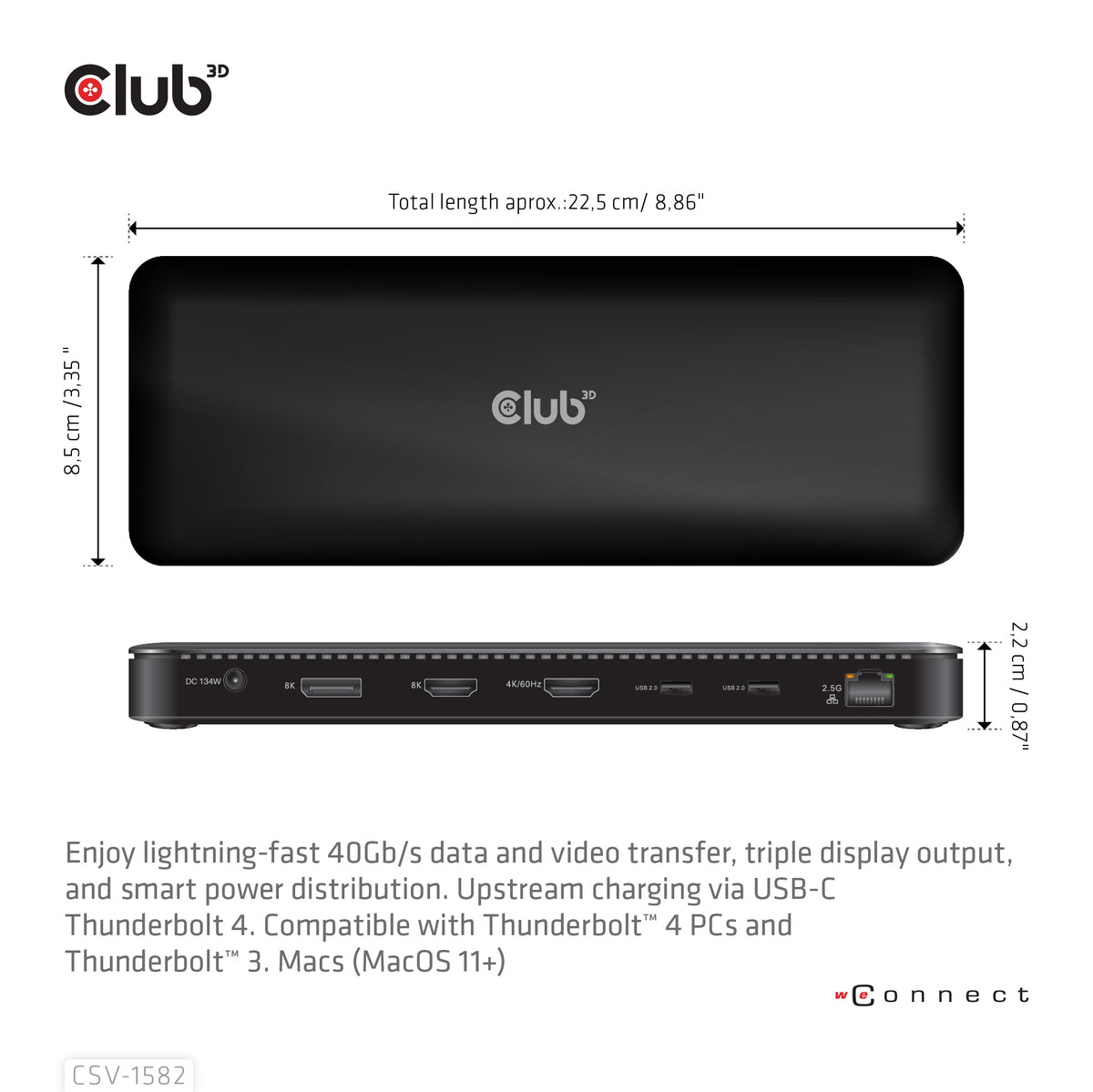 CLUB3D Club 3D, Dockingstation TB4 12 in 1 - vue 3