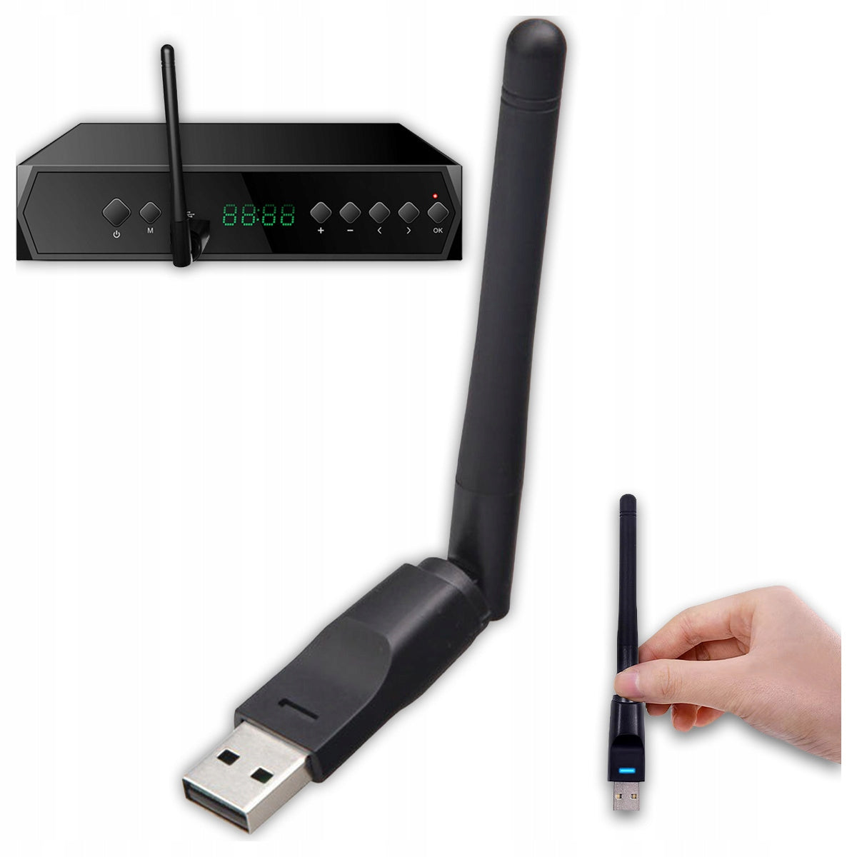 Carte réseau, adaptateur Wi-Fi USB, antenne Wi-Fi pour tuner et décodeur DVB-T2 HEVC Zenwire WD-1516