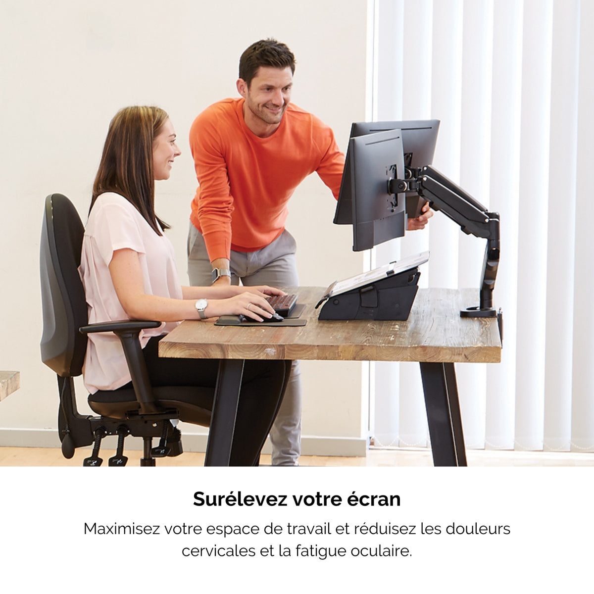 Fellowes Eppa Bras Porte-Écrans Double, Noir