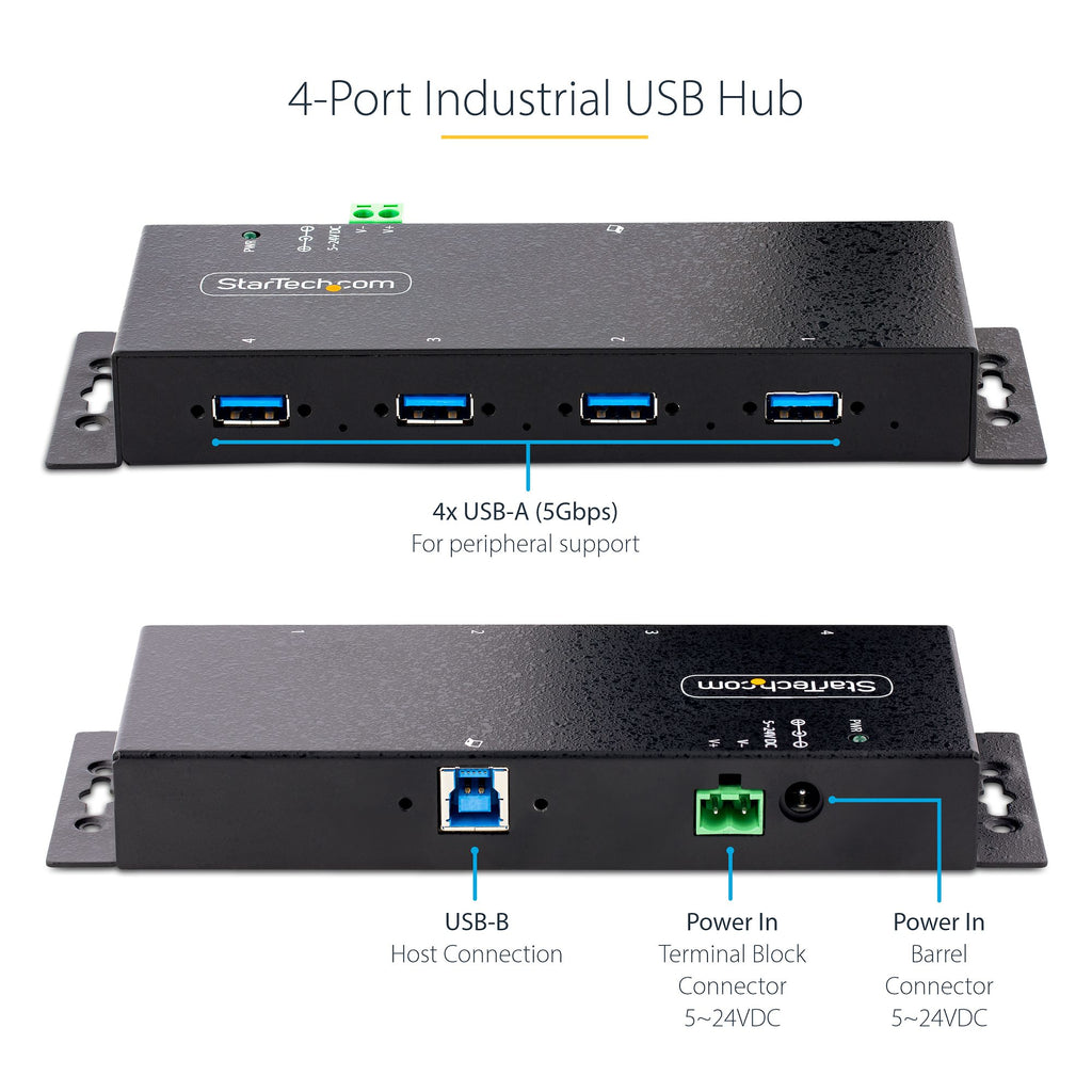 StarTech.com Hub USB 3.0 Industriel 4 Ports 5Gbps avec Protection contre les Surtensions
