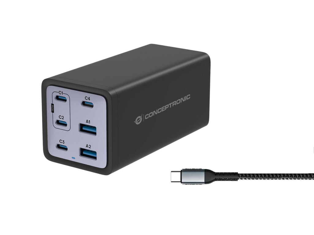 Conceptronic OZUL06BE chargeur d'appareils mobiles Universel Noir Secteur Charge rapide Intérieure