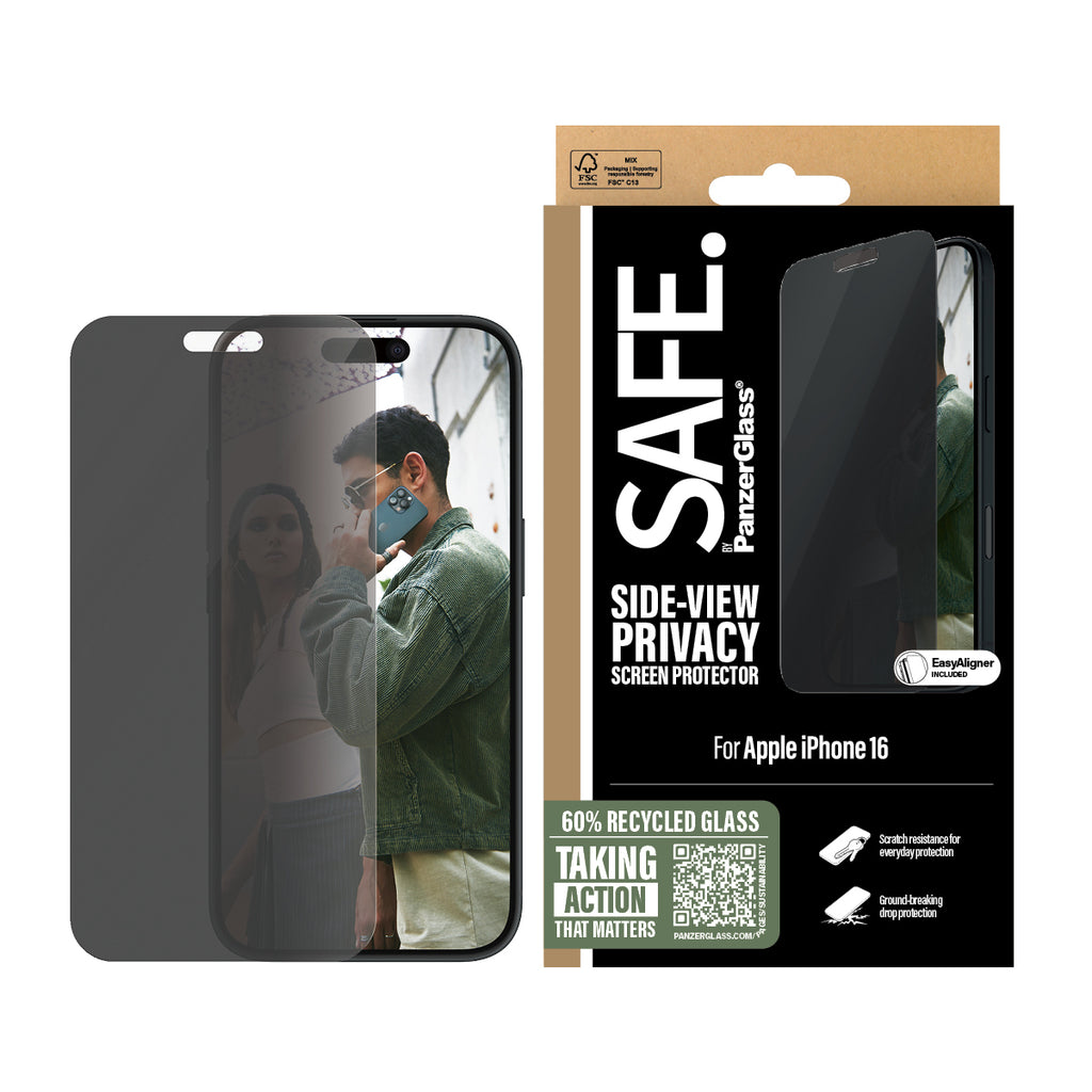 PanzerGlass SAFE. by ® 2-Way Privacy Screen Protector iPhone 16 | 15 | Ultra-Wide Fit Protection d'écran transparent Apple 1 pièce(s)