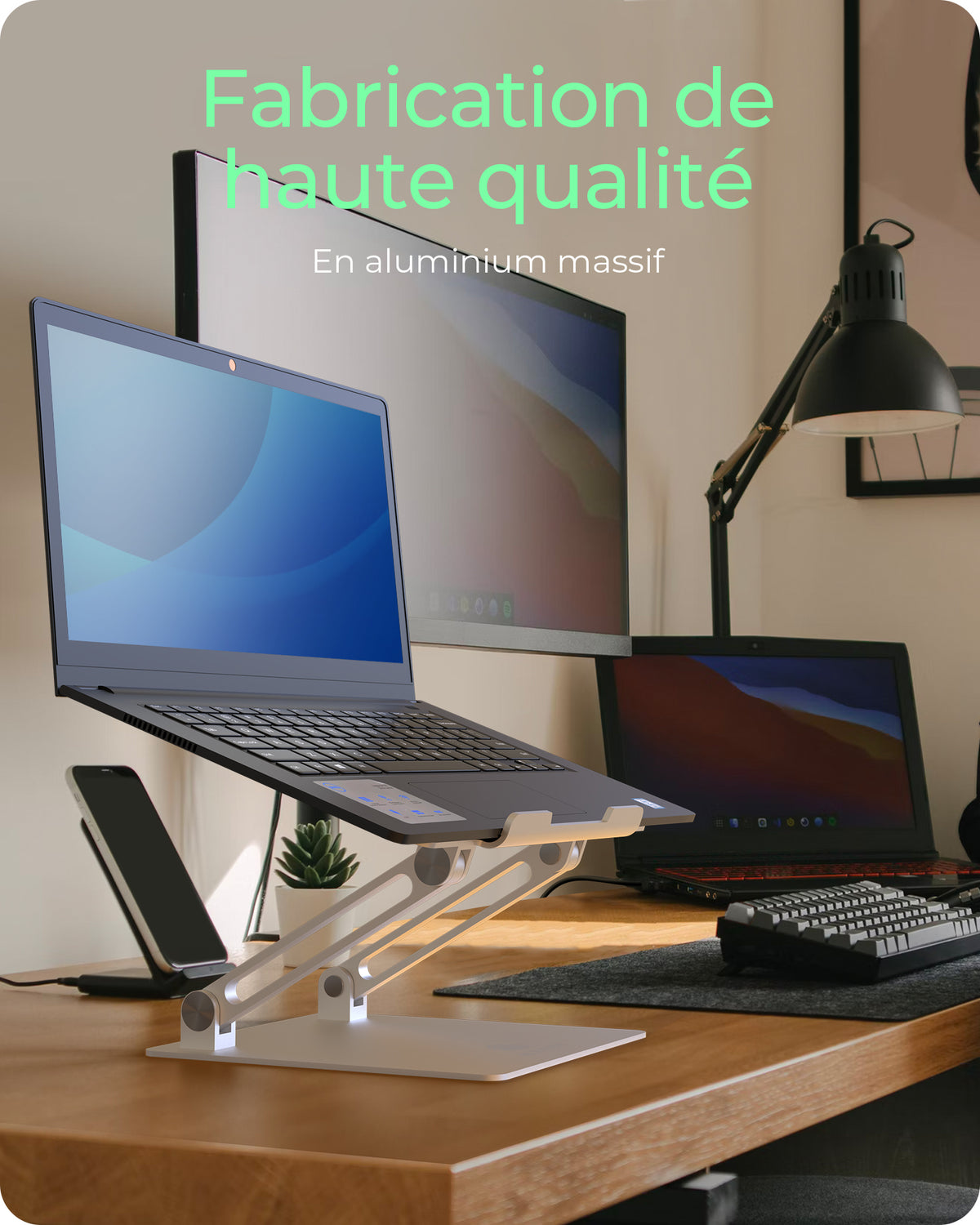 ICY BOX IB-NH300 Support pour Ordinateur Portable 17 pouces, Aluminium, Argent