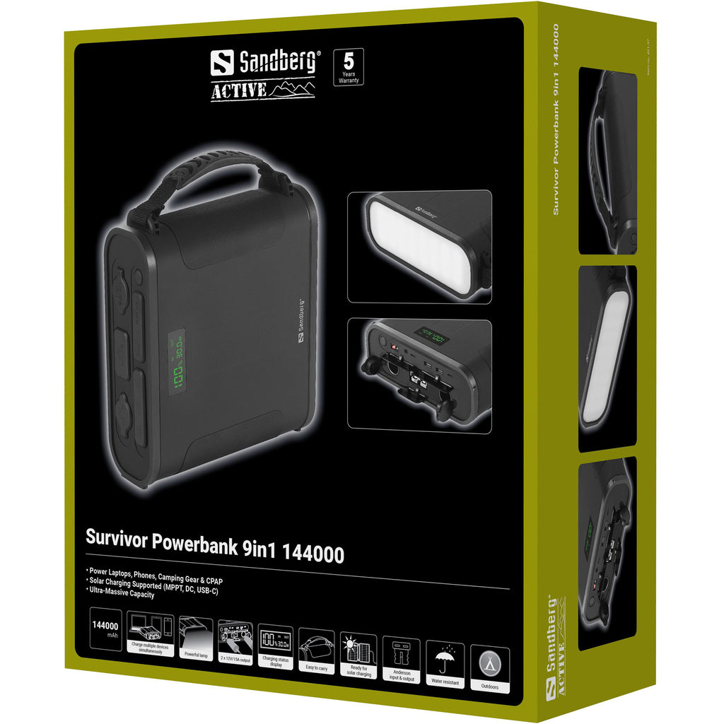 Sandberg 421-37 banque d'alimentation électrique Phosphate de fer lithié (LiFePo4) 144000 mAh Noir