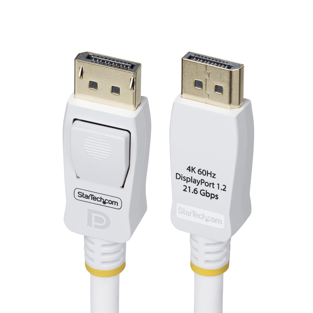 StarTech.com Câble DisplayPort 1.2 Blanc 3m Certifié VESA, 4K 60Hz, 21.6Gbps, Connecteurs Verrouillables M/M