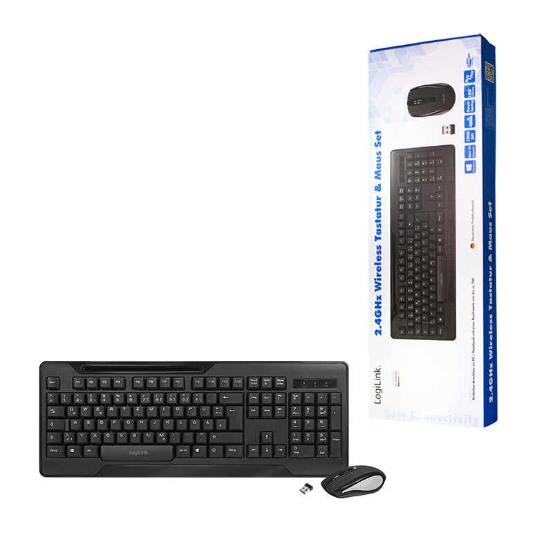 LogiLink ID0194 Ensemble Clavier et Souris Sans Fil RF, Noir