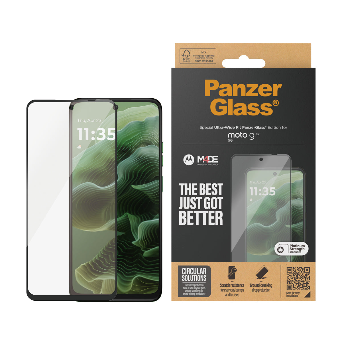 PanzerGlass Protection d'écran Ultra-Wide Fit pour Motorola Moto g56 5G et g35 5G, Transparent