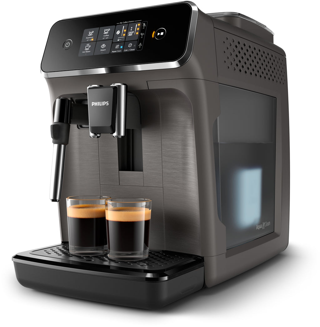 Philips 2200 series Série 2200 Noir / Gris perle EP2224/10 Machine expresso broyeur, 2 boissons, mousseur lait