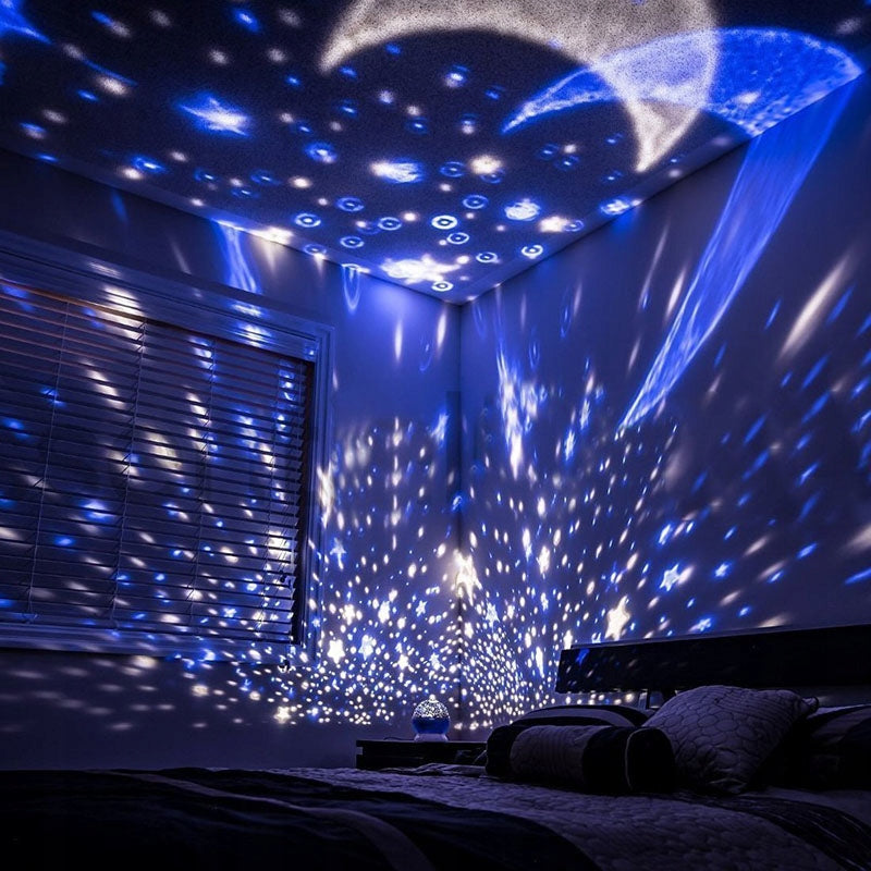 LAMPKA NOCNA PROJEKTOR GWIAZD NIEBA OBROTOWA RÓŻOWA 2W1 DLA DZIECI