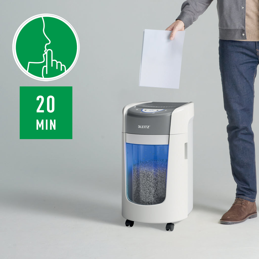 Leitz IQ OptiMax Home Office 225 destructeur de papier Découpage par micro-broyage 58 dB Gris, Blanc