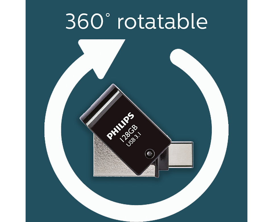 Philips FM12DC152B/00 lecteur USB flash 128 Go USB Type-A 3.2 Gen 1 (3.1 Gen 1) Noir, Argent