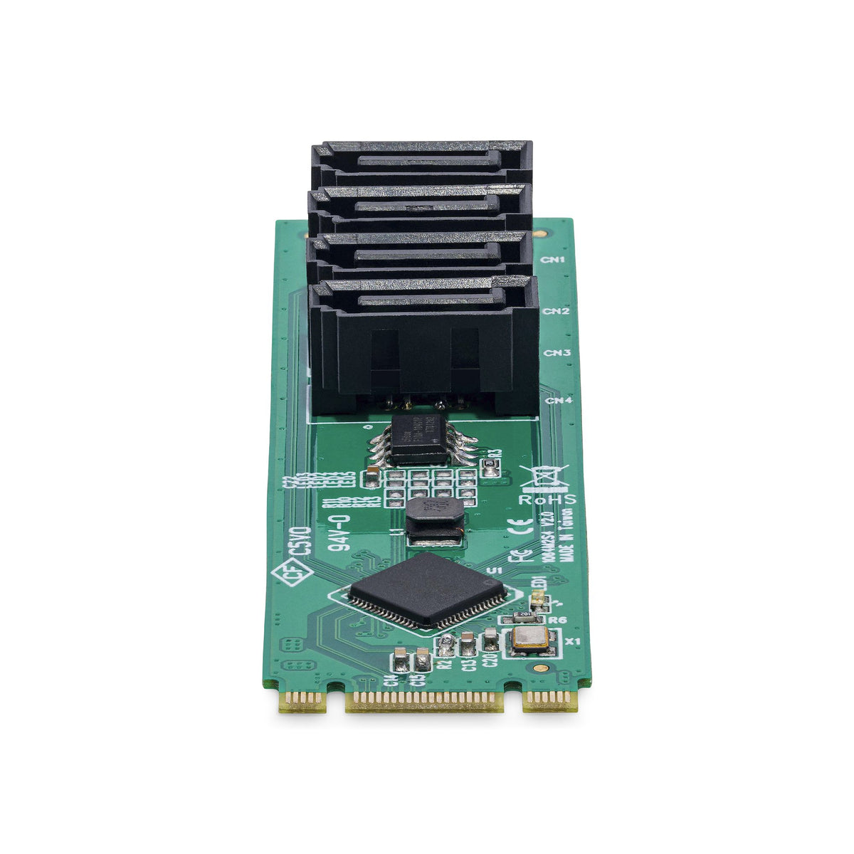 StarTech.com Carte Adaptateur M.2 vers SATA à 4 Ports, Carte Extension M.2 PCIe 3.0 vers HDD/SSD SATA, Chipset ASM1064, 