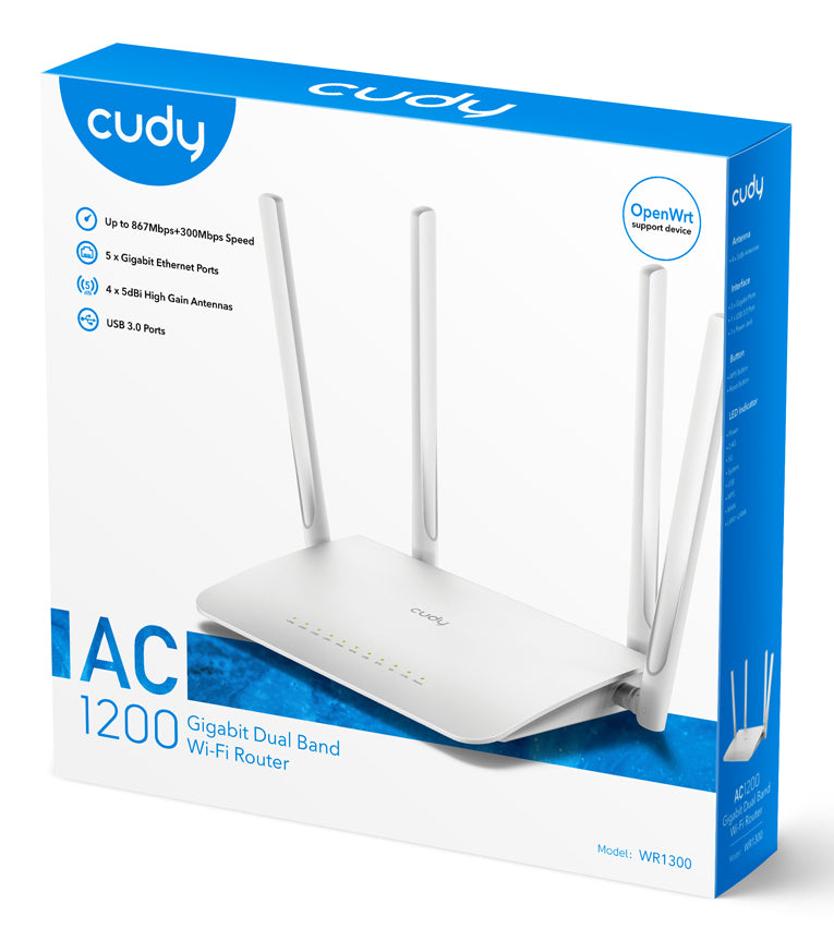 Cudy WR1300 routeur sans fil Gigabit Ethernet Bi-bande (2,4 GHz / 5 GHz) Blanc