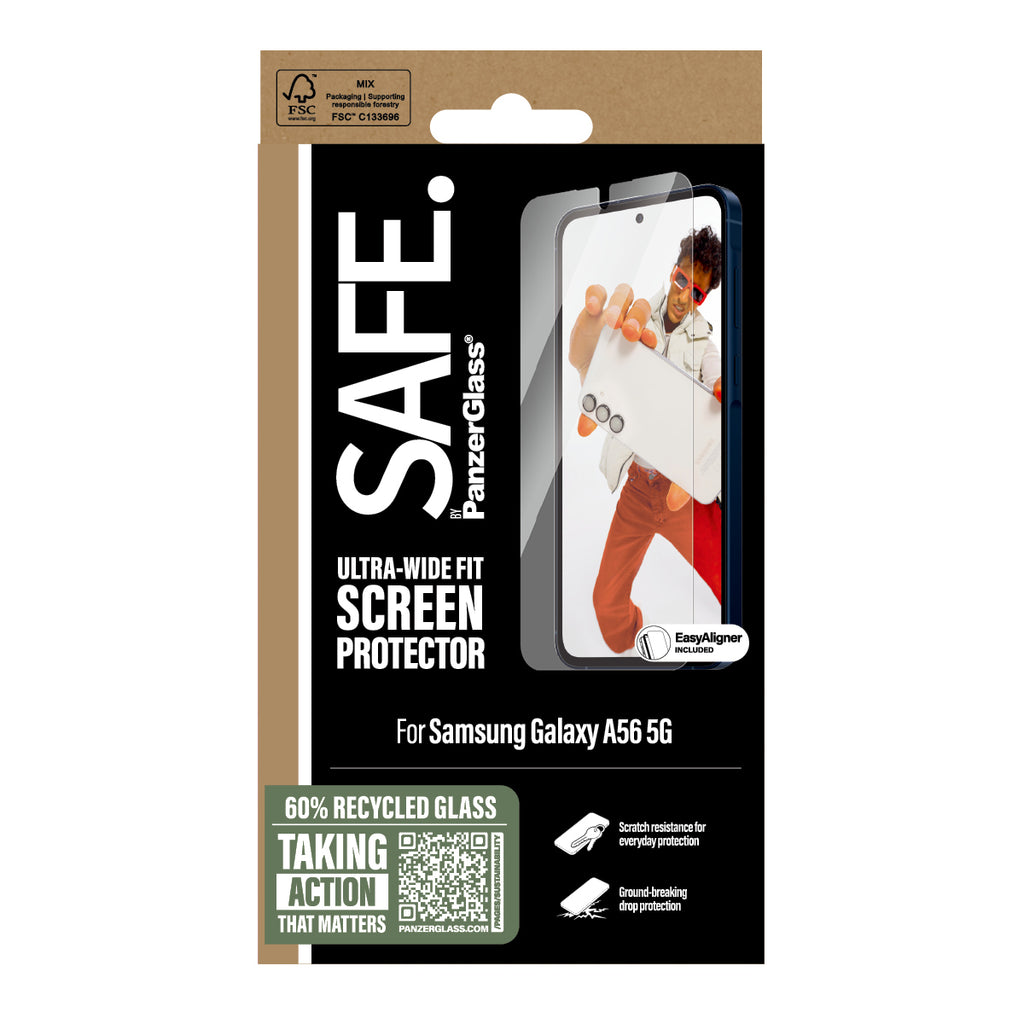 PanzerGlass PanzerGlass SAFE. by ® Screen Protector Samsung Galaxy A56 5G | Ultra-Wide Fit w. EasyAligner Protection d'écran transparent 1 pièce(s)