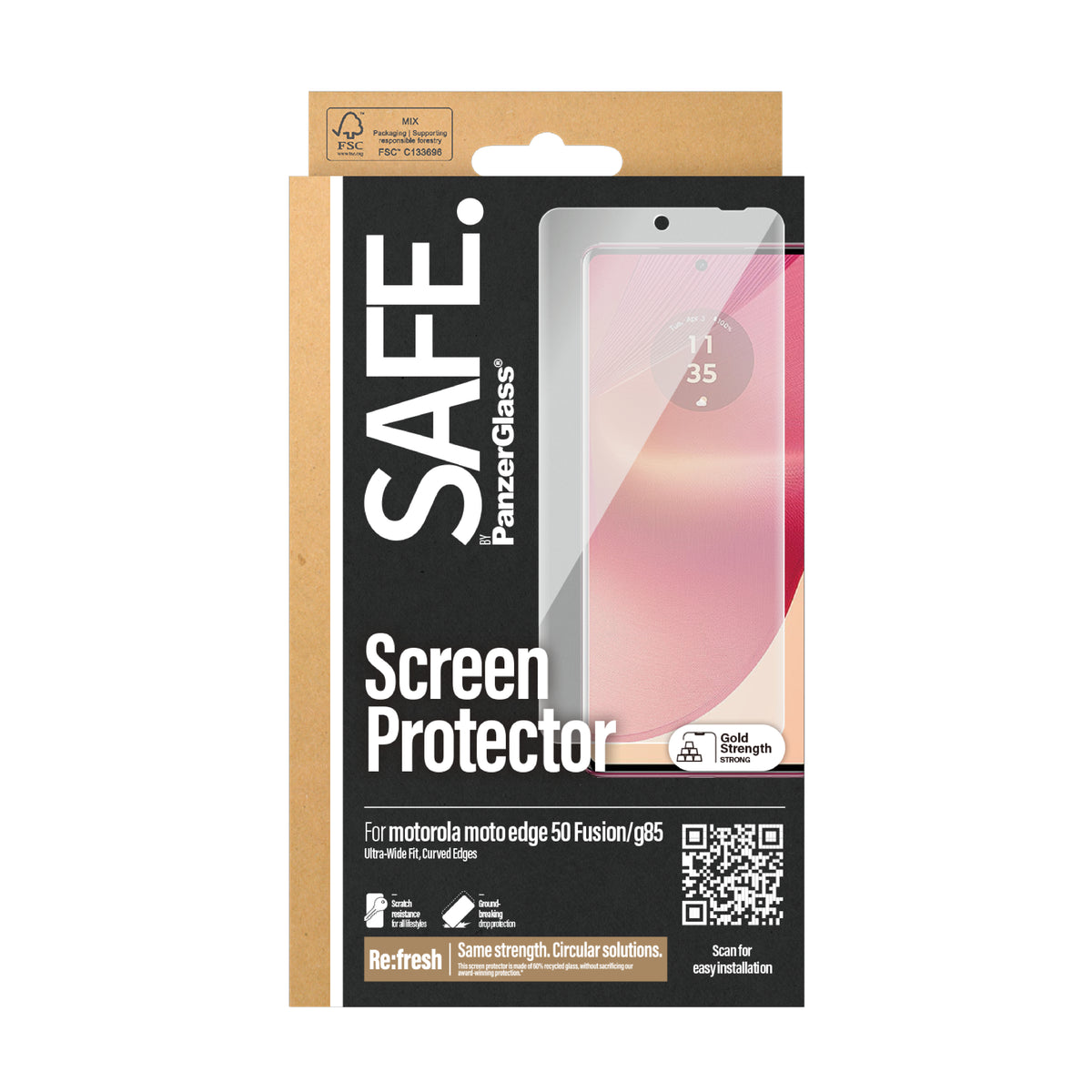 PanzerGlass SAFE. by ® Screen Protector Motorola Moto edge 50 Fusion | G85 |Ultra-Wide Fit Protection d'écran transparen