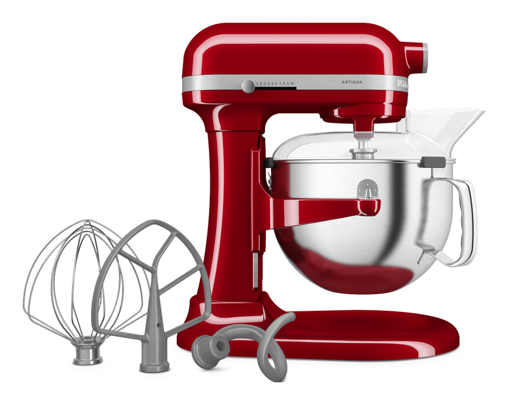 KitchenAid 5KSM60SPXEER Robot mixer 375 W Gris, Rouge, Acier inoxydable
