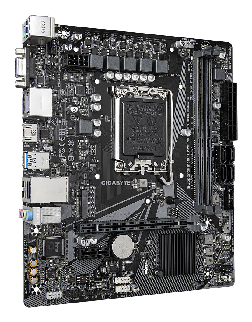 GIGABYTE H610M S2H V3 DDR4 Carte mère - Compatible avec processeurs Intel Core 14th CPUs, 4+1+1 Hybrid Digital VRM, up to 3200MHz DDR4, 1xPCIe 3.0 M.2, GbE LAN , USB 3.2 Gen 1