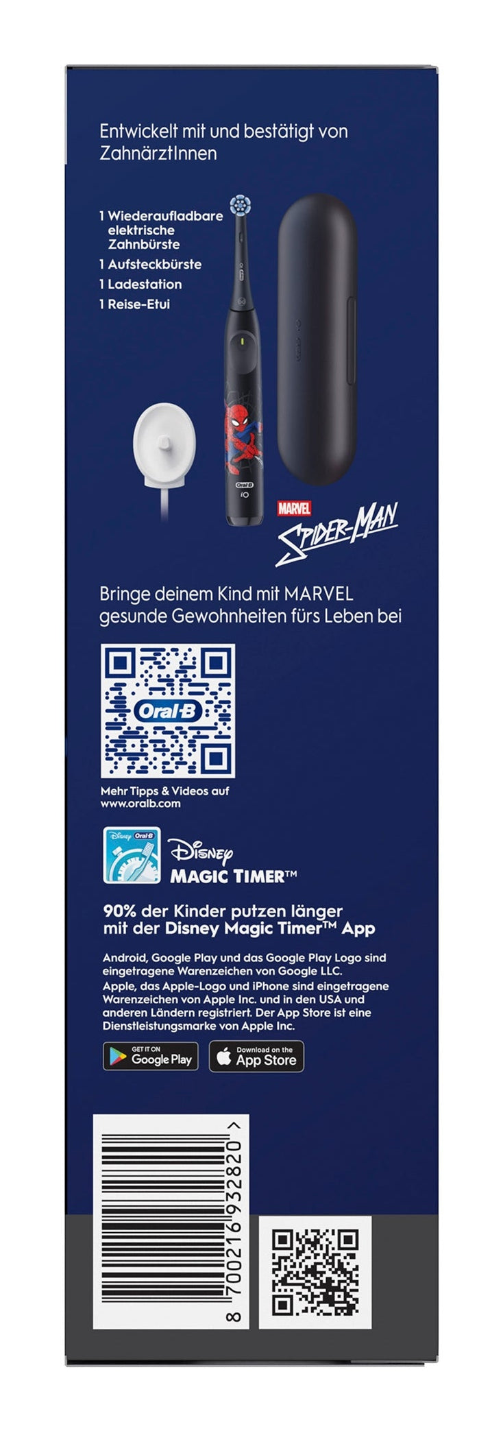 Oral-B iO Kids Spiderman Enfant Brosse à dents rotative Noir
