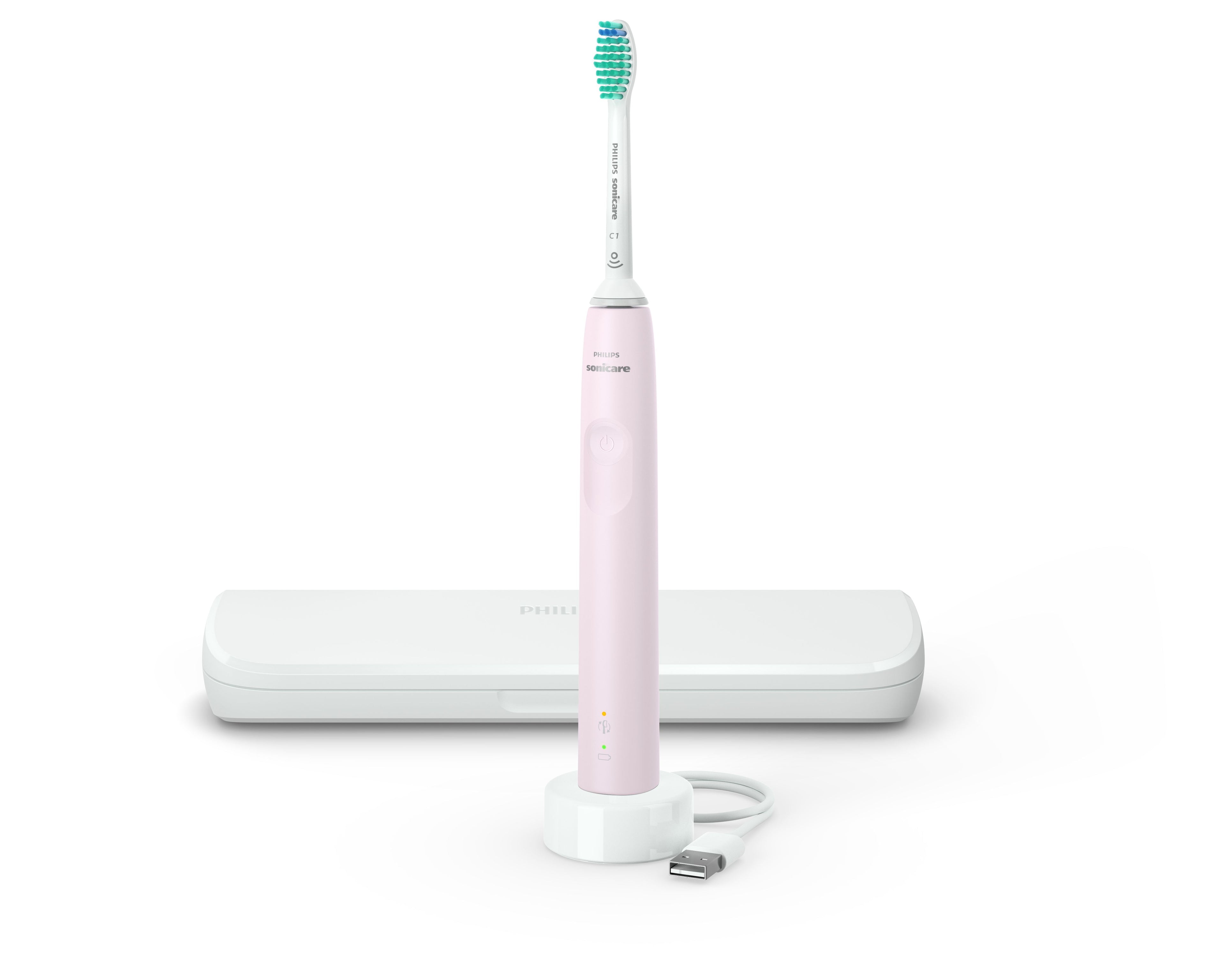 Philips 3100 series HX3673/11 Brosse à dents électrique + Housse de voyage - Rose