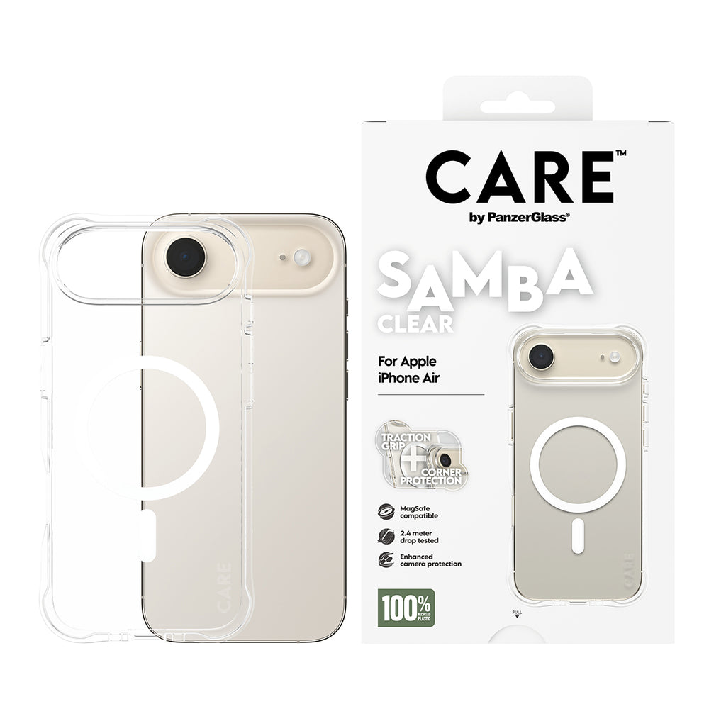 PanzerGlass CARE™ by ® Samba Case Transparent w. White MagSafe iPhone Air coque de protection pour téléphones portables Housse