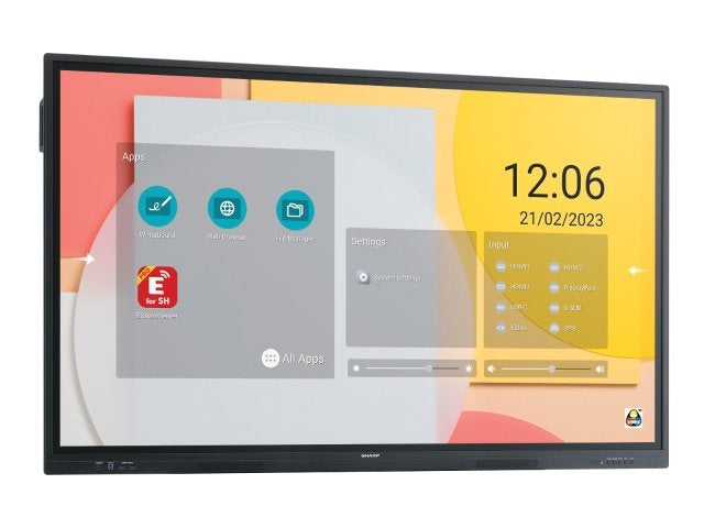 Sharp PN-LC862 Écran plat de signalisation numérique 2,18 m (86") LCD Wifi 450 cd/m² 4K Ultra HD Noir Écran tactile Intégré dans le processeur Android 11 16/7