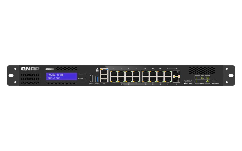 QNAP QGD-1600 Switch Gigabit Ethernet Géré 1U, Noir et Gris