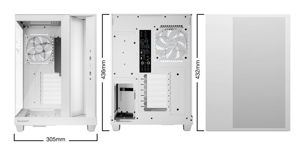 be quiet! Light Base 500 Blanc | Boîtier PC ARGB vitré, Mini ITX / Micro ATX / ATX, 4 ventilateurs Light Wings LX 120 mm