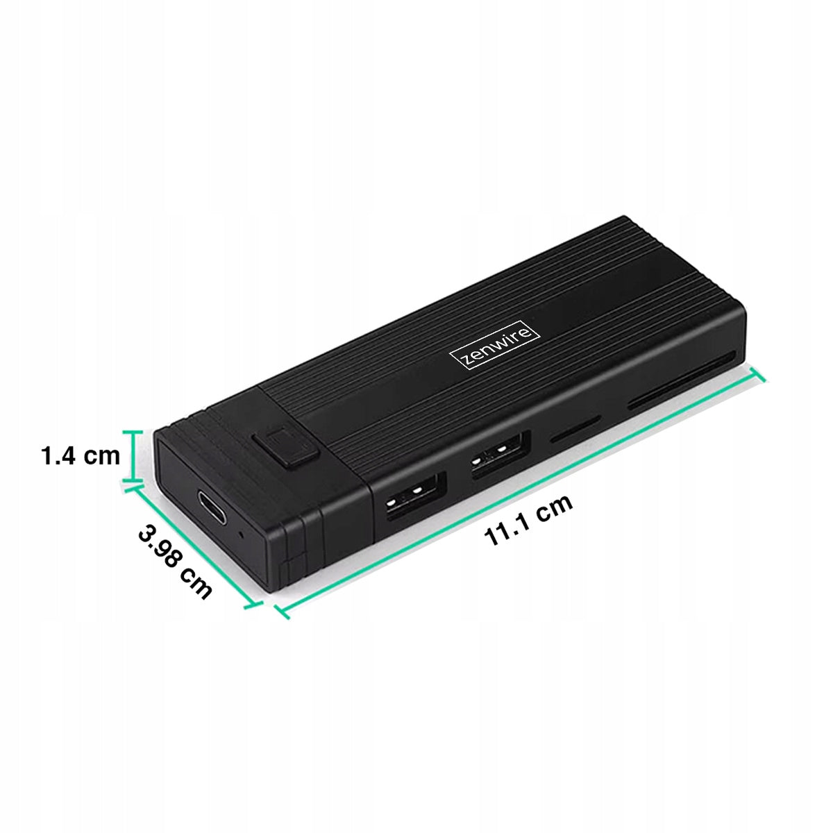 Boîtier pour disque dur HUB USB-C 7-en-1 SSD M.2 NVMe PCIe SATA SD Adaptateur Emplacement M.2 Zenwire HUB63