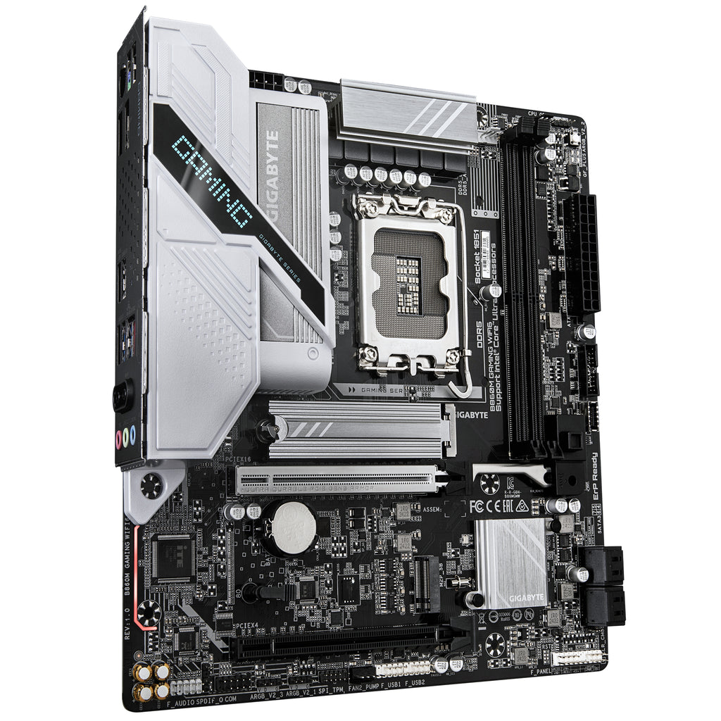 GIGABYTE B860M GAMING WIFI6 Carte Mère - Intel Core Ultra Series CPUs, 8+1+2 Phases VRM, jusqu’à 9066MHz DDR5, 1xPCIe 5.0 + 1xPCIe 4.0 M.2, 2.5GbE LAN, WIFI 6, USB 3.2 Gen 1 - vue 3