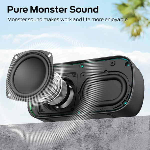 Monster Bluetooth Speaker S150, 14W, TWS, RGB, Waterproof, Black
