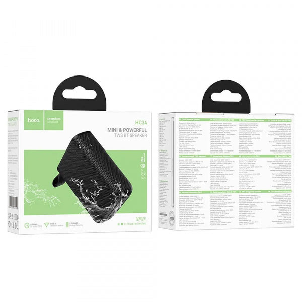 Hoco Bluetooth Speaker HC34, 5W, TWS, Waterproof, Black
