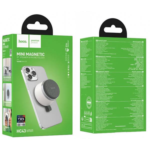 Hoco Bluetooth Speaker HC43 Mini Magnetic, 8W, TWS, White