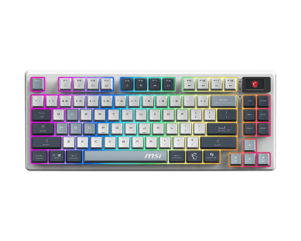 MSI FORGE GK600 TKL WIRELESS SKY clavier Gaming USB + Bluetooth QWERTY Anglais britannique Bleu, Blanc