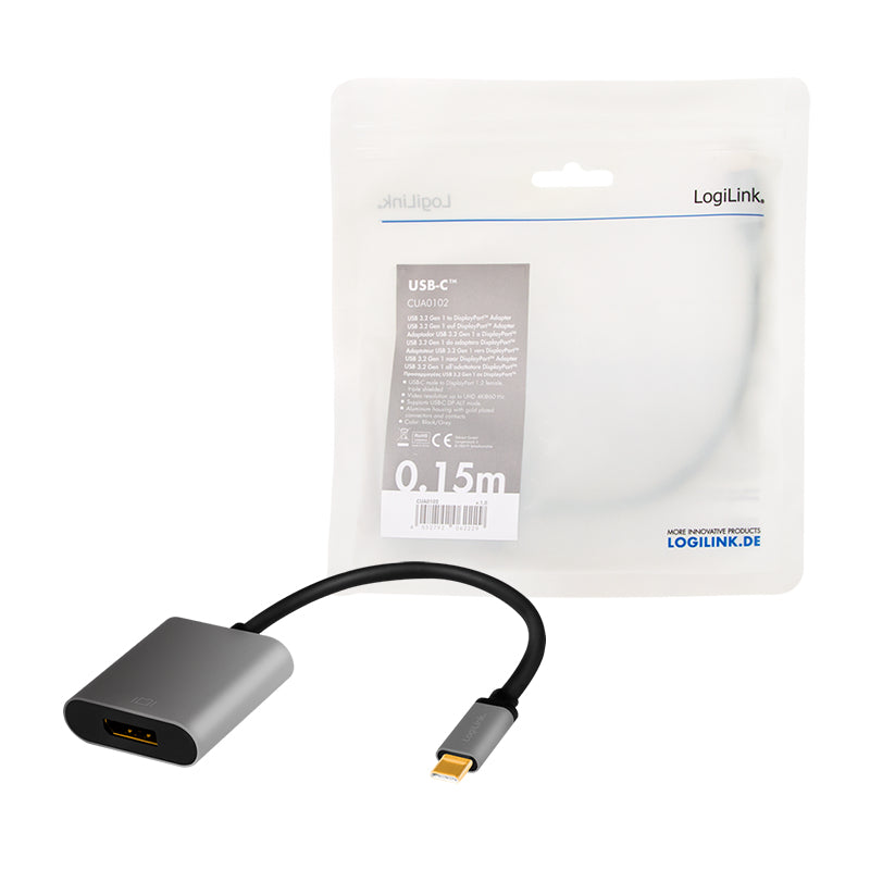 LogiLink CUA0102 changeur de genre de câble USB 3.2 Gen1 Type-C DisplayPort Noir