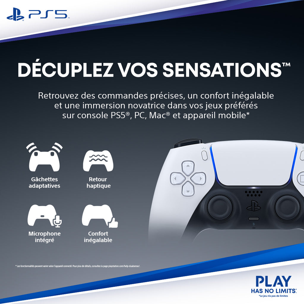Sony Sony DualSense Argent Bluetooth/USB Manette de jeu Analogique/Numérique PlayStation 5