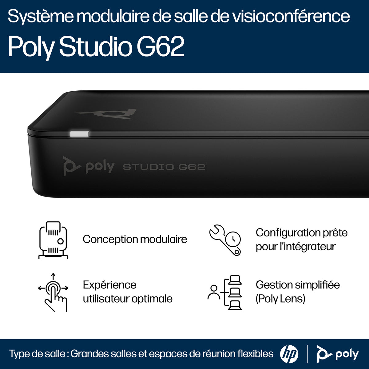 HP Poly Système de visioconférence Poly Studio G62 avec kit de plaque de montage - vue 6