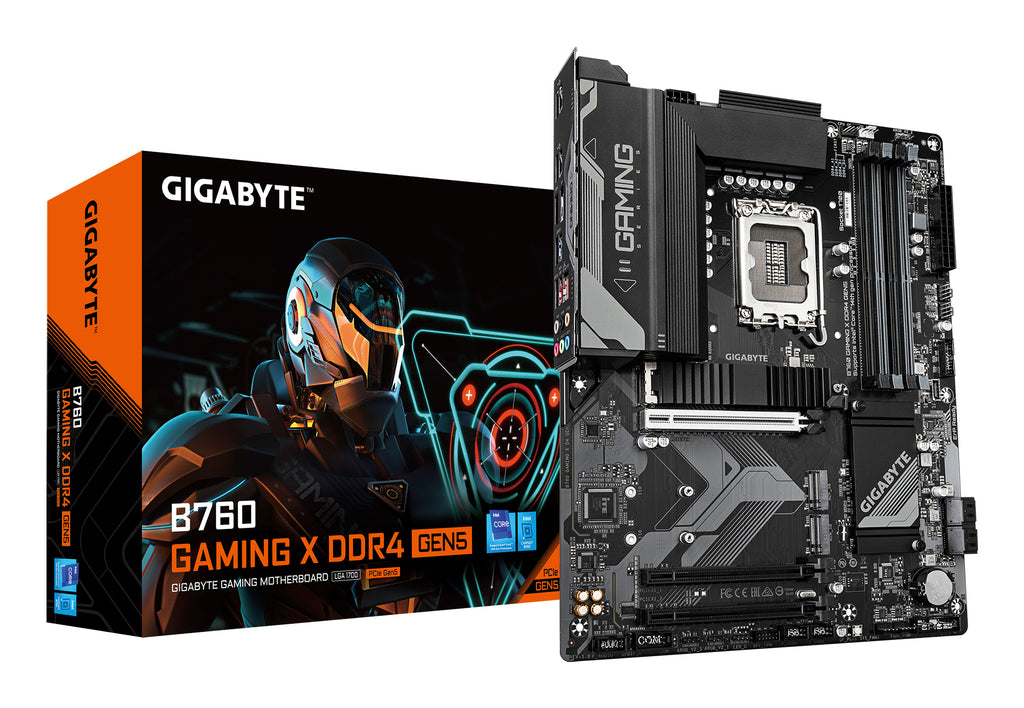 GIGABYTE B760 GAMING X DDR4 GEN5 Carte Mère – Prend en charge les processeurs Intel Core 14ᵉ génération, VRM 8+1+1 phases, jusqu’à 5333 MHz DDR4 (OC), 3xPCIe 4.0 M.2, LAN 2.5GbE, USB 3.2 Gen 2