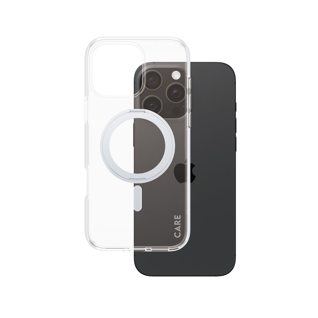 PanzerGlass CARE™ by ® Case Transparent w. Silver Kickstand & MagSafe iPhone 16 Pro Max coque de protection pour téléphones portables Housse