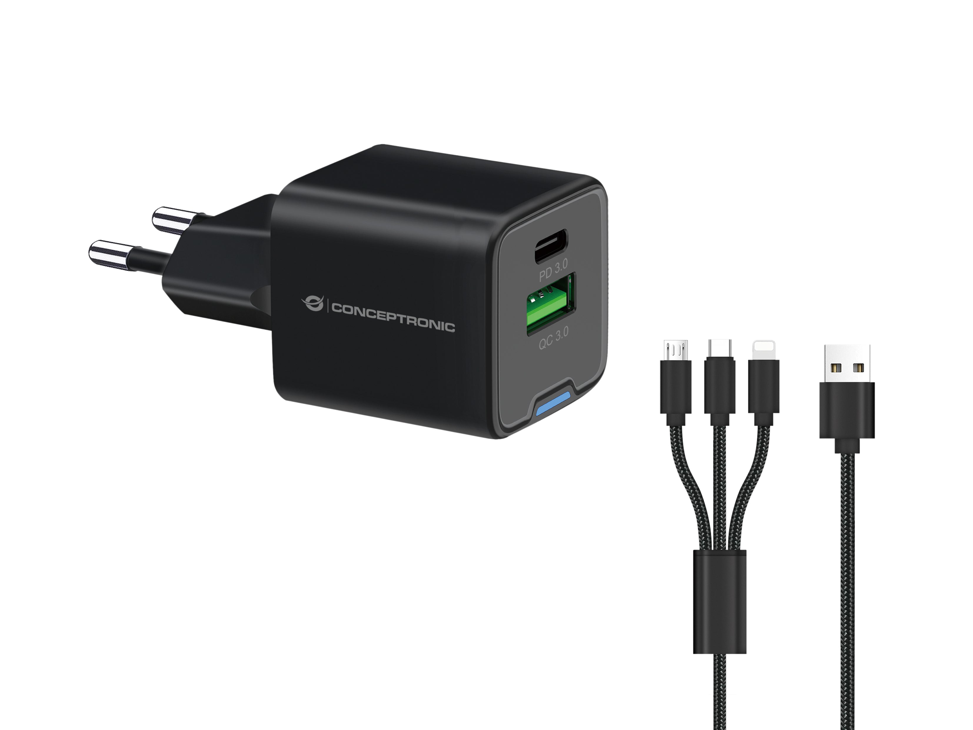 Conceptronic ALTHEA16B chargeur d'appareils mobiles Universel Noir Secteur Charge rapide Intérieure