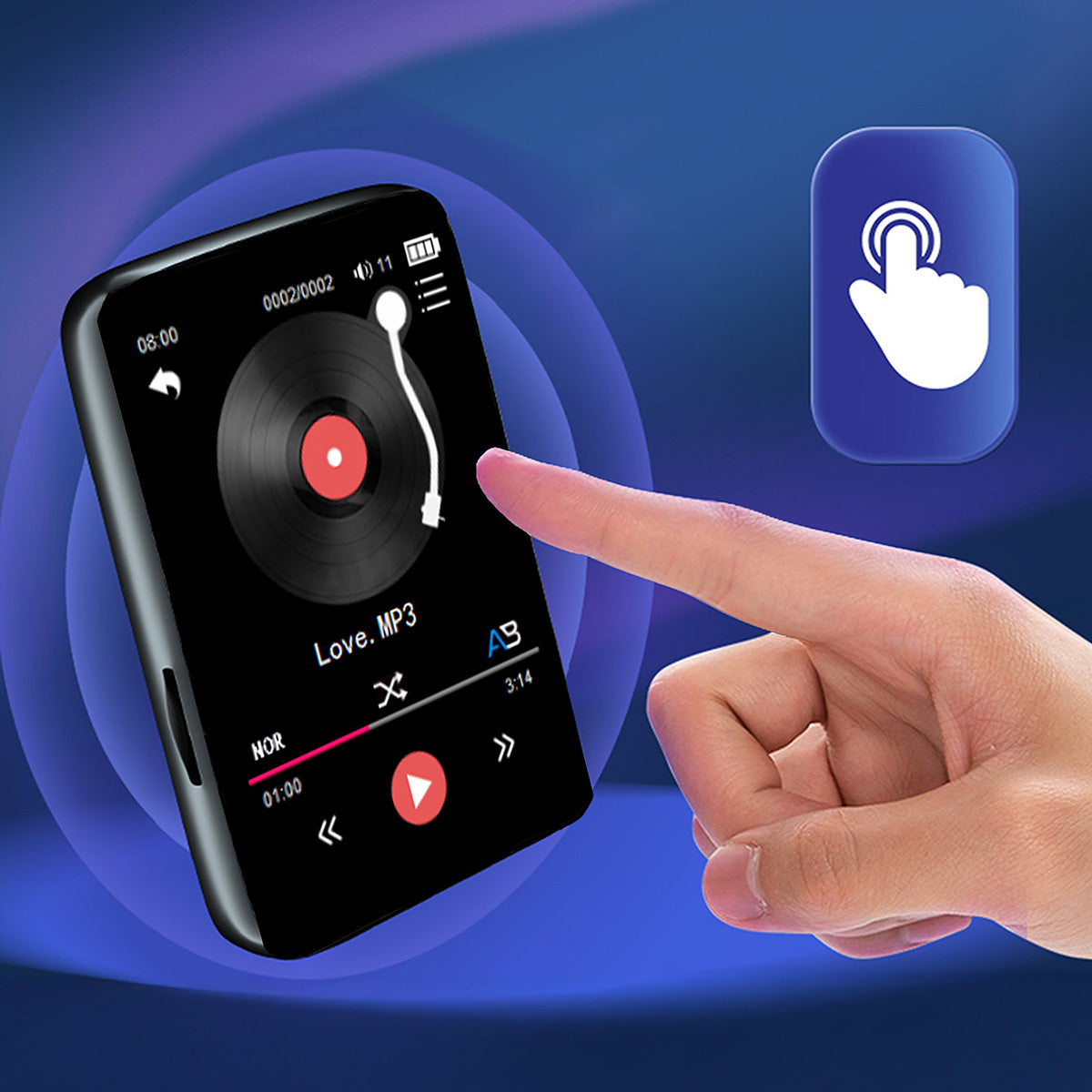 Lecteur portable MP3/MP4 avec Bluetooth, radio FM, dictaphone, carte SD et écouteurs - 36 Go - Zenwire P1