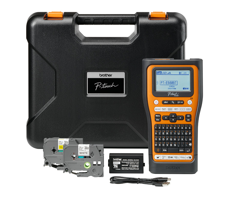 Brother PT-E560BTVP Imprimante Étiquettes Transfert Thermique, 180 DPI, 20 mm/sec, Bluetooth, Filaire et Sans Fil, QWERT